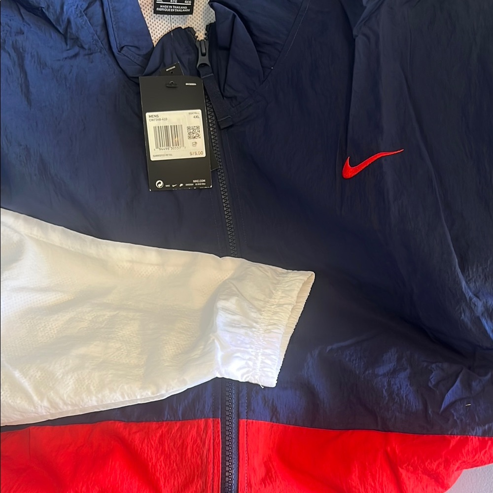 Nike Dark Blue Windbreaker with Red Swoosh